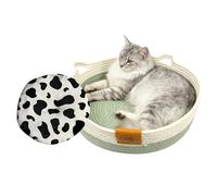 Round Cat Bed | Washable Cotton Rope Woven with Mat - Cute Kitten Bed and Cat Basket, for Kittens, Bunnies, Small Dogs, Home All Seasons
