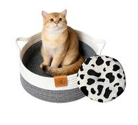 Round Cat Bed - Woven Cotton Rope Bed, Soft Mat Included, Pet Nest, Durable Handmade Sleeping Space, Decorative Storage Design | Rest Area