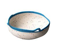 Round Cat Bed - Woven House | Cotton No Hair Sticky Home | Cotton Rope Pet Bed for Indoor Cats, Cat Ear Design,