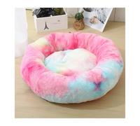 Round Cat Beds House Soft Long Plush Best Pet Dog Bed For Dogs Basket Pet Products Cushion Cat Bed Cat Mat Animals Sleeping Sofa(Rainbow,S DIA 40CM)