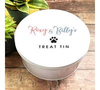 Round Cat Dog Biscuits Black Paw Print Personalised Pet Treat Storage Tin Personalised Gift | Custom Gift | Personalized Tin | Personalised Tins | Gift For Her | Gift For Him
