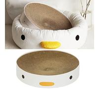 Round Cat Scratch Bed Cute Chicken Design Kitten Scratching Mat for Cat Lovers High Density Corrugated Paper Material (Chicken Round Cat Scratch Pad (Small))