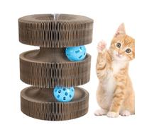 Round Cat Scratcher Interactive Foldable Magnetic Pet Games with Balls | Cat Accordion Toy for Training Exercise Boredom Mental Stimulation Scratching Home Indoor Family Time Travel