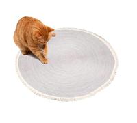 Round Cat Scratcher Mat - Cotton Woven Rug, Durable Washable Floor Protector, Anti Slip Rope Pad | Ideal for Bedroom Living Space Play Area Entry Hall Dorm Home Furniture Leg Carpet Protection