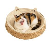 Round Cat Scratching Board, Airy Braided Nest with Kitten Ear Design, Cat Ear Design, Cotton Rope Scratching Mat, Activity Toy Against Boredom for