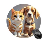 Round Cats and Dogs Mouse Pad Non-Slip Rubber Base Waterproof Mouse Mat Travel Portable Gaming Mousepad for Office Work Home Computer Laptop Personalized Accessory