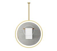 Round Ceiling-Mounted Floating Mirror with LED Light (Customizable Hanging Rod)