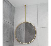 Round ceiling-mounted mirror for bathroom/toilet, shaving mirror with gold metal frame and articulated arm (customizable articulated arm), Nordic decorative mirror for entryway