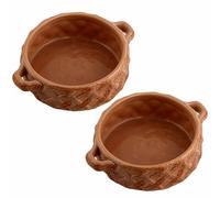 Round Ceramic Baking Dish Set Of 2 with Handles Oven To Table Ideal for Lasagne/Pie/Casserole/Tapas (5x 14x 19cm/8.5inch) Waffle Pattern