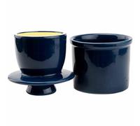 Round Ceramic Butter Crock with Water Line, Butter Keeper for Soft Butter, French Butter Dish with Lid Housewarming Gift, American Blue
