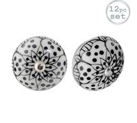 Round Ceramic Cabinet Knobs - White Rose - Pack of 12 Nicola Spring White 1000mm x 500mm