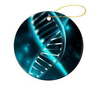 Round Ceramic Christmas Ornament Science Gene Strand Printed Premium Souvenir Holiday Decoration with Hanging String - Perfect for Christmas Tree, Fireplace, And Gifts