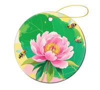Round Ceramic Christmas Ornaments - Watercolor Flower Double Sided Porcelain Hanging Decor for Xmas Tree, Holiday Home Decor and Gift Party Decorations (2.8 Inch)