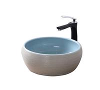 Round Ceramic Countertop Basins For Bathrooms,Black With Faucet and Drain Sink Basin Bathroom Toilet,wash Basin Sink Easy To install 41 * 15CM/14787