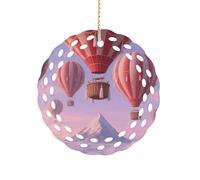 Round Ceramic Ornament 3.2 Inch, Elegant Cut-Out Design, Flying Balloon Christmas Decorations 2025 Decorative Hanging Ornaments for Xmas Trees Holiday Party Decor