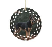 Round Ceramic Ornament 3.2 Inch, Elegant Cut-Out Design, Handsome Dog Christmas Decorations 2025 Decorative Hanging Ornaments for Xmas Trees Holiday Party Decor