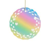 Round Ceramic Ornament 3.2 Inch, Elegant Cut-Out Design, Pastel Rainbow Christmas Decorations 2025 Decorative Hanging Ornaments for Xmas Trees Holiday Party Decor