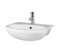 Round Ceramics Semi Recessed 1 Tap Hole Basin (Tap Not Included), 500mm - Balterley