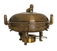 Round Chafing Dish, 3L Stainless Steel Chafer Buffet Warmers W/Food Pans, Stove Stand, Visible Pot Lid And Fuel Holder For Keeps Food Warm, Weddings/Parties,Red Bronze (Green Bronze)