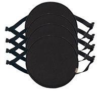 Round Chair Cushion,Round High Stool Chair Pads With Ties 30cm/33cm/35cm/40cm/45cm Round Seat Cushion Anti-Slip Stool Pad For Stools Kitchen Chairs Pack Of 1/2/4 ( Color : Black-A , Size : 33cm (pack