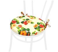 Round Chair Cushion Seat Cushions Flowers Green Yellow Soft Chair Cover Straps Universal Washable Mod.DALIA52S