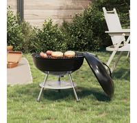 Round Charcoal BBQ Grill Outdoor Garden Barbecue with Lid Black