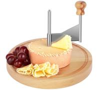 Round Cheese Slicer for Tête de Moine Cheese Cutter Dimensions: Diameter 22.2 cm x 14.3 cm tete de moine Slicer Dishwasher Safe Wood Stainless Steel Brown for All Cheese Types