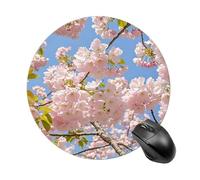 Round Cherry Blossom Mouse Pad Non-Slip Rubber Base Waterproof Mouse Mat Travel Portable Gaming Mousepad for Office Work Home Computer Laptop Personalized Accessory