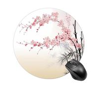 Round Cherry Blossoms Mouse Pad Non-Slip Rubber Small Cute Mouse Pad Mini Travel Gaming Mousepad Washable Funny Computer Mat Waterproof for Laptop Office Home Men Women
