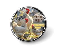 Round Chickens And Farm Brooch Classic Mini Pin 1 Inch Aluminum Alloy Lapel Pin Personalized Button Badge for Backpack Hat Suit Jacket Clothing Decoration
