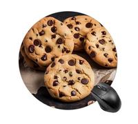 Round Chocolate Chip Biscuits Mouse Pad Non-Slip Rubber Base Waterproof Mouse Mat Travel Portable Gaming Mousepad for Office Work Home Computer Laptop Personalized Accessory