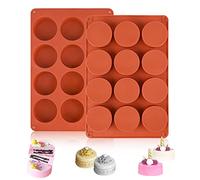 Round Chocolate Cookie Molds, 2PCS SAKOLLA Cylinder Silicone Mold for Chocolate Covered Oreos, Cake, Candy, Pudding, Mini Soap