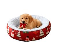 Round Christmas Cat Bed - Thick Warm Pet Mat with Non-Slip Base, Comfortable Indoor/Outdoor Bed for Cats and Puppies Under 15 Cats, Soft Cushion and Wearing
