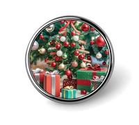 Round Christmas Decoration Brooch Classic Mini Pin 1 Inch Aluminum Alloy Lapel Pin Personalized Button Badge for Backpack Hat Suit Jacket Clothing Decoration