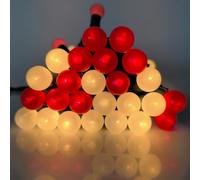 Round Christmas Decoration Lights 13.5Ft G15 Red and White Christmas Lights 50 LED Shatterproof Mini Globe String Light, Plug in Vintage Xmas Light for Indoor Outdoor Wreath Porch Patio Tree Decor