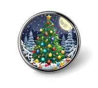 Round Christmas Eve Brooch Classic Mini Pin 1 Inch Aluminum Alloy Lapel Pin Personalized Button Badge for Backpack Hat Suit Jacket Clothing Decoration
