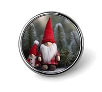 Round Christmas Gnome Brooch Classic Mini Pin 1 Inch Aluminum Alloy Lapel Pin Personalized Button Badge for Backpack Hat Suit Jacket Clothing Decoration