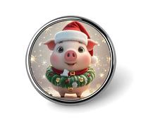 Round Christmas Hat Brooch Classic Mini Pin 1 Inch Aluminum Alloy Lapel Pin Personalized Button Badge for Backpack Hat Suit Jacket Clothing Decoration