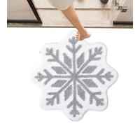 Round Christmas Rug - Red Snowflake Bathroom Carpet - Non-Slip Soft Throw Rugs Carpet, Machine Washable Christmas Decoration for Living Room, Bedroom, Bathroom