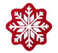 Round Christmas Rug | Red Snowflake Bathroom Carpet,Soft Machine Washable Christmas Living Room Mat, Non-Slip Throw Rugs Carpet For And Other Holidays