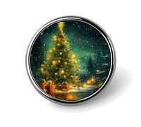 Round Christmas Trees Lapel Pin Metal Custom Pins Personalized Decoration Lapel Badge Small Brooch Hat Shirt Tie Sweater Clothes Accessories Decoration for Men Women