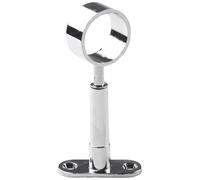 Round Chrome Centre Support Bracket for 25mm Wardrobe Rail Rod Socket - Adjustable Length (79-108mm), Zinc Alloy, Single Piece Only(B)