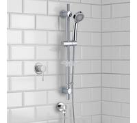 Round Chrome Concealed Shower Mixer Valve, Slider Rail Kit With Handset & Elbow