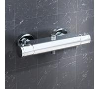 Round Chrome Thermostatic Shower Bar Valve Double Outlet Wall Mounted Nes Home Silver One Size