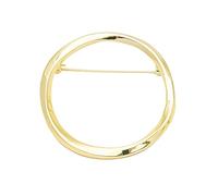 Round Circle Geometric Brooch, Twisted Metal Lapel & Shawl Pin 5.7cm - Minimalist Gold/Silver-tone Alloy Corsage Jewellery, Unisex Everyday Accessory for Women & Men (Gold)
