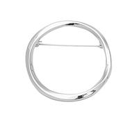 Round Circle Geometric Brooch, Twisted Metal Lapel & Shawl Pin 5.7cm - Minimalist Gold/Silver-tone Alloy Corsage Jewellery, Unisex Everyday Accessory for Women & Men (Silver)