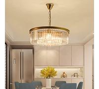 Round Clear Crystal Chandelier American Minimalist Crystal Pendant Light, French Pendant Light Retro Gold Crystal Chandelier LED Dining Room Chandelier Lighting Ceiling Light E14*4,D40cm Interesting