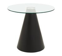 Round Clear Glass Top Dining Table, Sleek Tempered Glass Round Top, Monochrome Conical Metal Base Premier Housewares Clear One Size