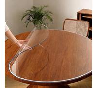 Round Clear Plastic Table Protector Cover 2mm Thick Clear Desk Mat，PVC Desk Protector Mat 30CM-180CM Waterproof，Scratch Resistant，For Desktop, Coffee，Dining Table(60cm/24in)