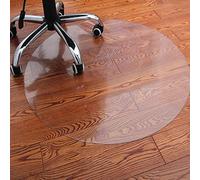 Round Clear Polycarbonate Office Chair Mat Strong Floor Protector for Swivel Chairs 2mm Thickness 110 cm Diameter Transparent Color Floor Protection